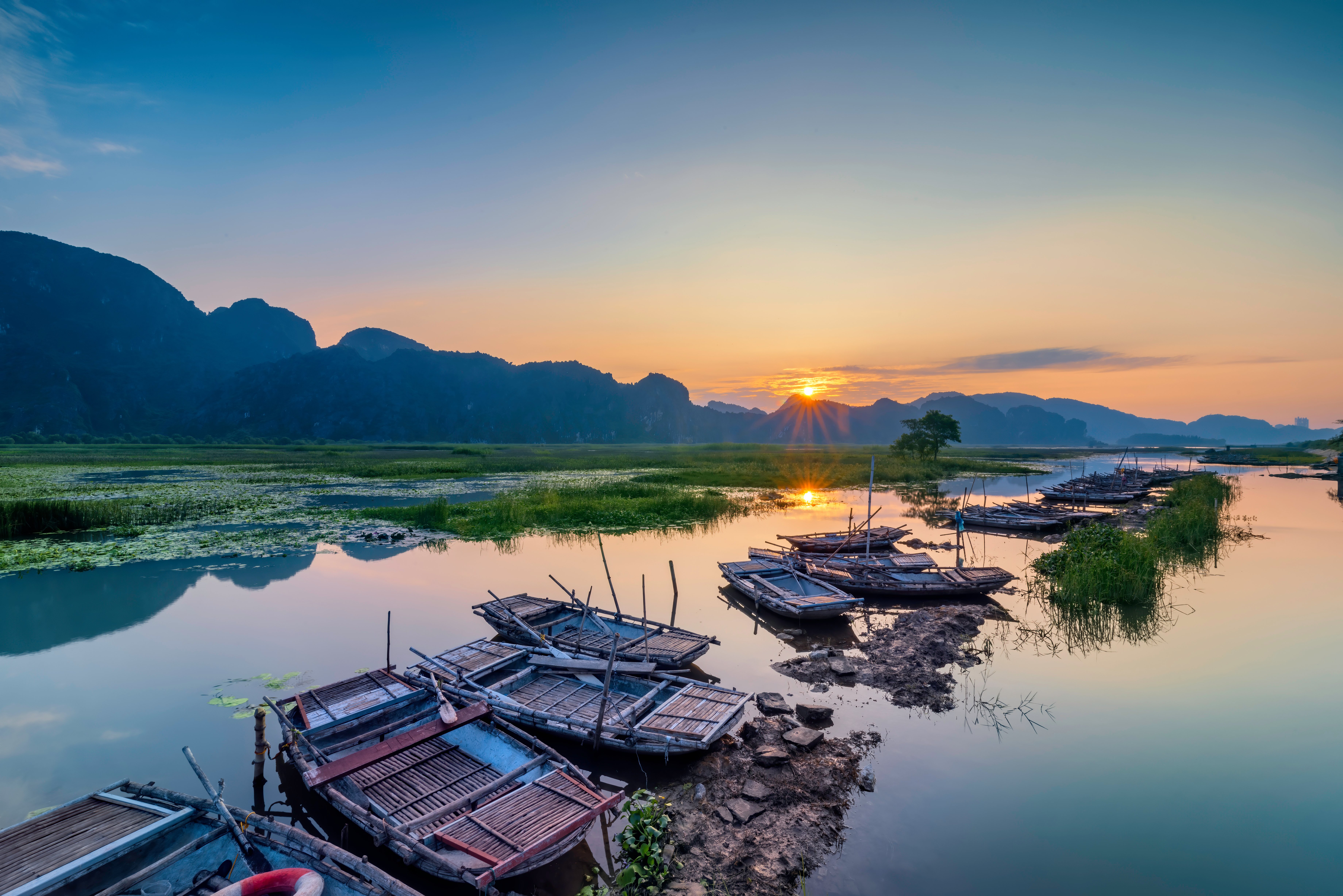 Van Long natural reserve in Ninh Binh, Vietnam